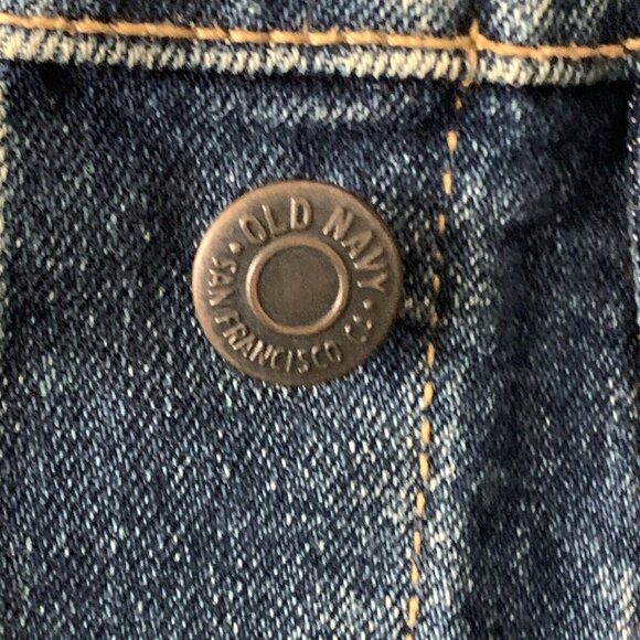 OLD NAVY Button Down Collared Dark Wash Blue Denim Jean Jacket Women's Size M - Picture 5 of 8